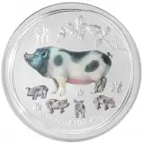 2019 Coloured Year of the Pig Perth Mint Lunar 1 Kg Silver Bullion Coin - Pre-Owned