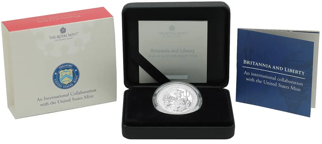 2024 Britannia and Liberty 1 oz Silver Proof Coin - Pre-Owned display