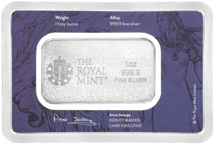 2024 Silver Bullion 1 Ounce Minted Una and the Lion Bar - Pre-Owned obverse