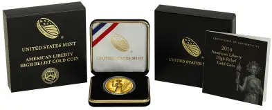 2015 American Liberty Gold Bullion 1 Ounce High Relief  box display