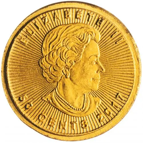 2017 Gold Bullion 1 Gram  Maple Elizabeth II Canadian Dollar Coin Single Canada Royal Canadian Mint obverse