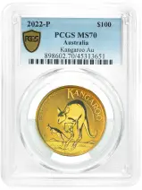 2022 Gold Bullion 1 Ounce Kangaroo Nugget Australia $100 MS-70