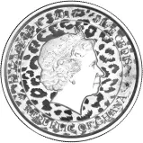 2017 Silver 1 Ounce Leopard 5 Cedis  Coin Single Ghana Scottsdale obverse