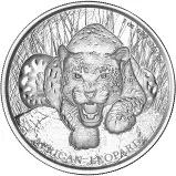 2017 Ghana 'African Leopard' 5 Cedis 1 oz Silver Bullion Coin - Pre-Owned