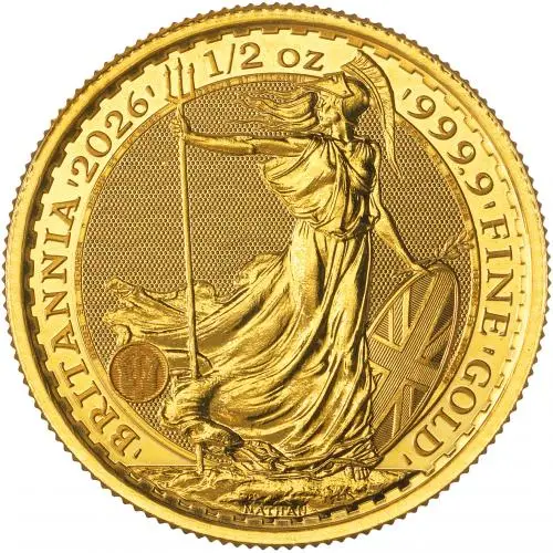 2026 Gold Britannia 0.5 oz Bullion Coin  reverse