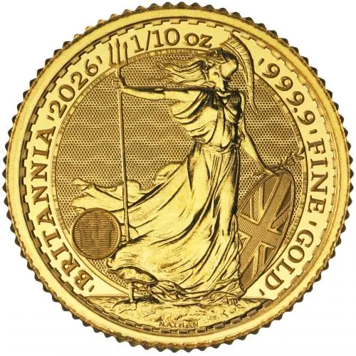 2026 Gold Britannia 0.1 oz Bullion Coin  reverse