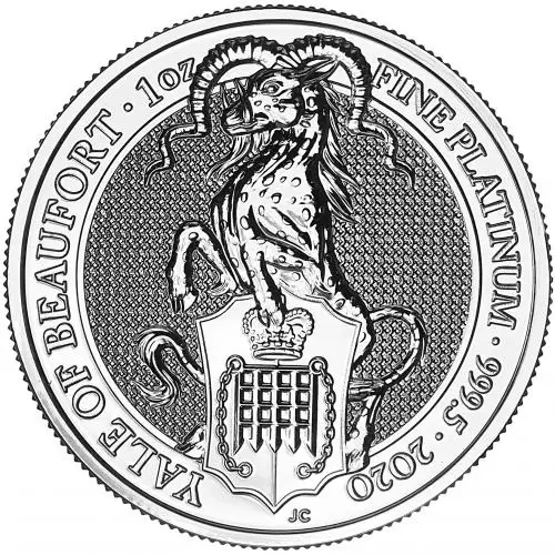 2020 Platinum Bullion 1 Ounce Queen's Beasts Elizabeth II Yale of Beaufort  reverse