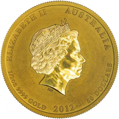 2012 Australian Gold 0.5 oz Year of the Dragon Coin obverse