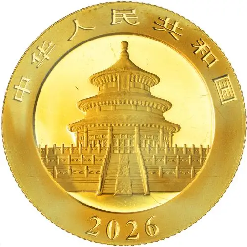 2026 Chinese 8g Panda Gold Bullion Coin obverse 1