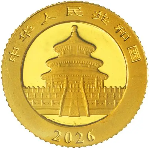 2026 Chinese 1g Panda Gold Bullion Coin obverse 1
