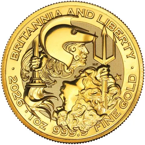 2026 Gold Britannia and Liberty 1 oz Bullion Coin reverse