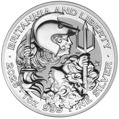 2026 Silver Britannia and Liberty 1 oz Bullion Coin reverse