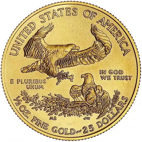 2010 Gold Bullion 0.5 Ounce Eagle Coin obverse Eagles in nest