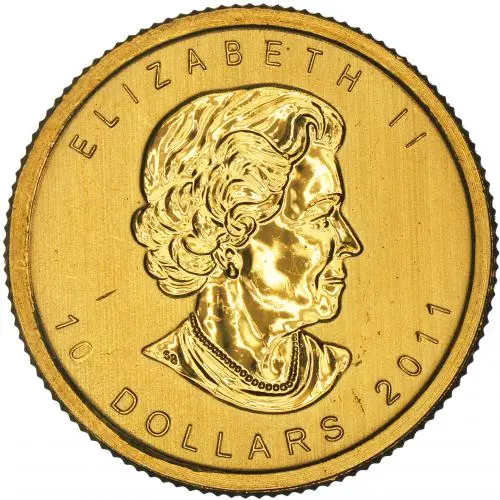 2011 Gold Bullion 0.25 Ounce Maple Elizabeth II Canadian Dollar $20  Coin Single Pre-Owned Canada Royal Canadian Mint obverse