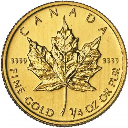 2011 Gold Bullion 0.25 Ounce Maple Elizabeth II Canadian Dollar $20  Coin Single Pre-Owned Canada Royal Canadian Mint reverse