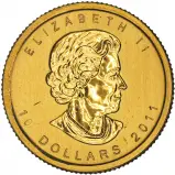 2011 Gold Bullion 0.25 Ounce Maple Elizabeth II Canadian Dollar $20  Coin Single Pre-Owned Canada Royal Canadian Mint obverse