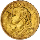 1949 Gold Bullion Swiss Franc 20 Franc  Coin Single Switzerland Swissmint obverse