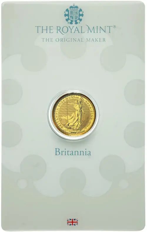 2024 Britannia 0.1 oz Gold Coin In Sleeve reverse