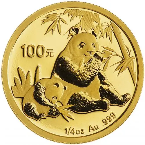 2007 Gold Bullion 0.25 Ounce Panda  Coin Single China People's Bank of China reverse