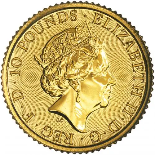Royal Mint 2020 Gold Bullion 0.1 Ounce Royal Arms Coin obverse