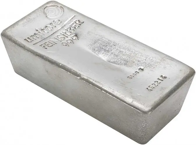 Umicore 5 kilogram Silver Bullion Bar Side Image