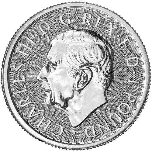2025 Silver Bullion 0.5 Ounce Britannia Charles III Pound Sterling  Coin Single Pre-Owned United Kingdom The Royal Mint obverse