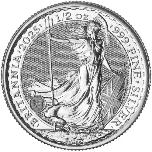 2025 Silver Bullion 0.5 Ounce Britannia Charles III Pound Sterling  Coin Single Pre-Owned United Kingdom The Royal Mint reverse