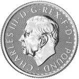 2025 Silver Bullion 0.5 Ounce Britannia Charles III Pound Sterling  Coin Single Pre-Owned United Kingdom The Royal Mint obverse