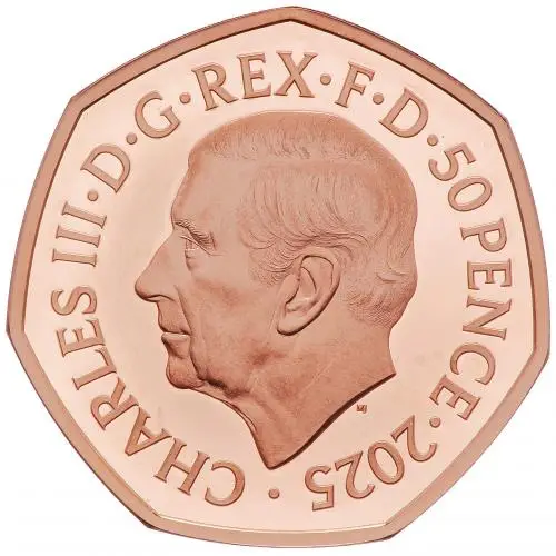 2025 Gold Proof Monopoly 50p Coin obverse