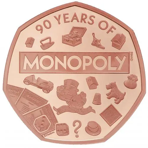 2025 Gold Proof Monopoly 50p Coin reverse