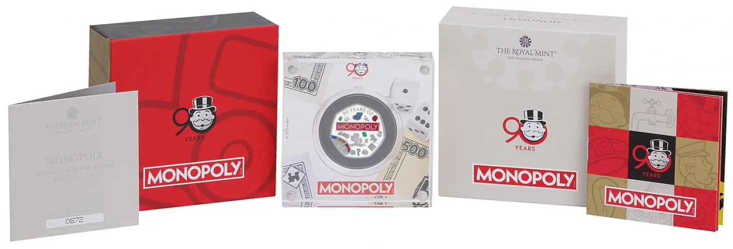 2025 Silver Proof Monopoly Coloured 50p Coin reverse displays