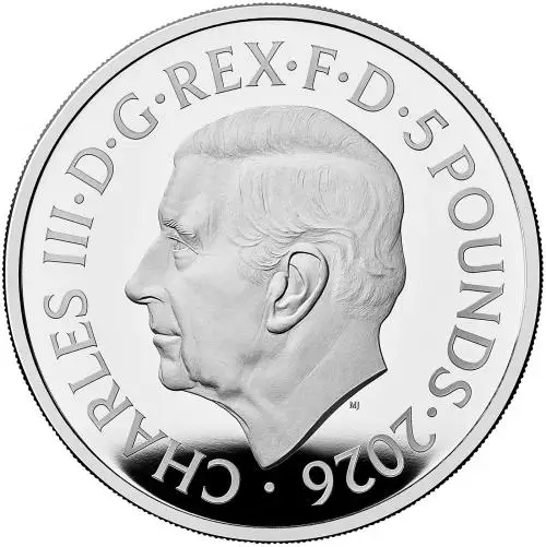2026 Silver Proof 'Portraits of Queen Elizabeth II' £5 Coin - Second Effigy obverse TRM image