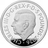2026 Silver Proof 'Portraits of Queen Elizabeth II' £5 Coin - Second Effigy obverse TRM image