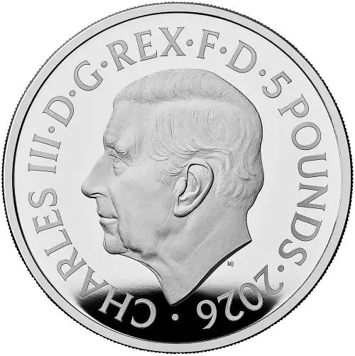 2026 Silver Proof 'Portraits of Queen Elizabeth II' £5 Coin - Fourth Effigy obverse trm