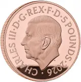 2026 Gold Proof 'Portraits of Queen Elizabeth II' £5 Coin - Third Effigy obverse trm 1