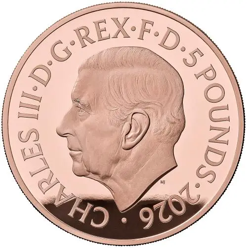 2026 Gold Proof 'Portraits of Queen Elizabeth II' £5 Coin - Fifth Effigy obverse