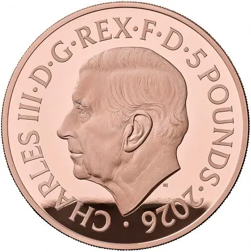 2026 Gold Proof 'Portraits of Queen Elizabeth II' £5 Coin - Fourth Effigy obverse trm image