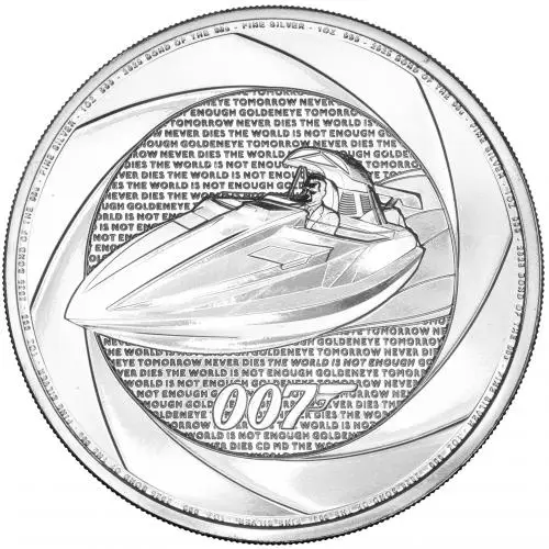 2025 James Bond of the 1990s 1 oz Silver Coin reverse chards