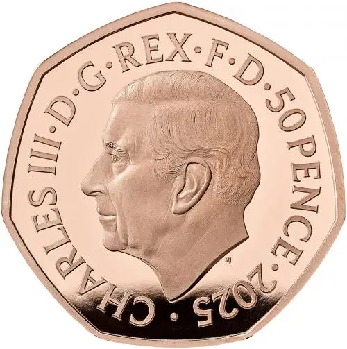 2025 The Snowman Gold Proof 50p Coin obverse trm image