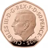 2025 The Snowman Gold Proof 50p Coin obverse trm image