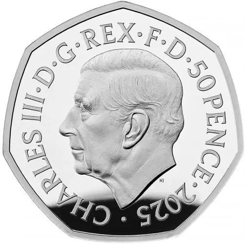 2025 The Snowman Silver Proof 50p Coin (Coloured) obverse trm