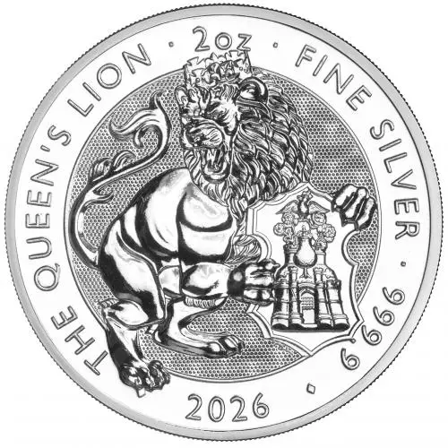 2026 Tudor Beasts 'Queen's Lion' 2 oz Silver Coin reverse