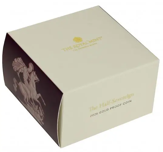 2026 Gold Proof Half Sovereign Coin outer box