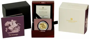 2026 Gold Proof Half Sovereign Coin reverse display with cert