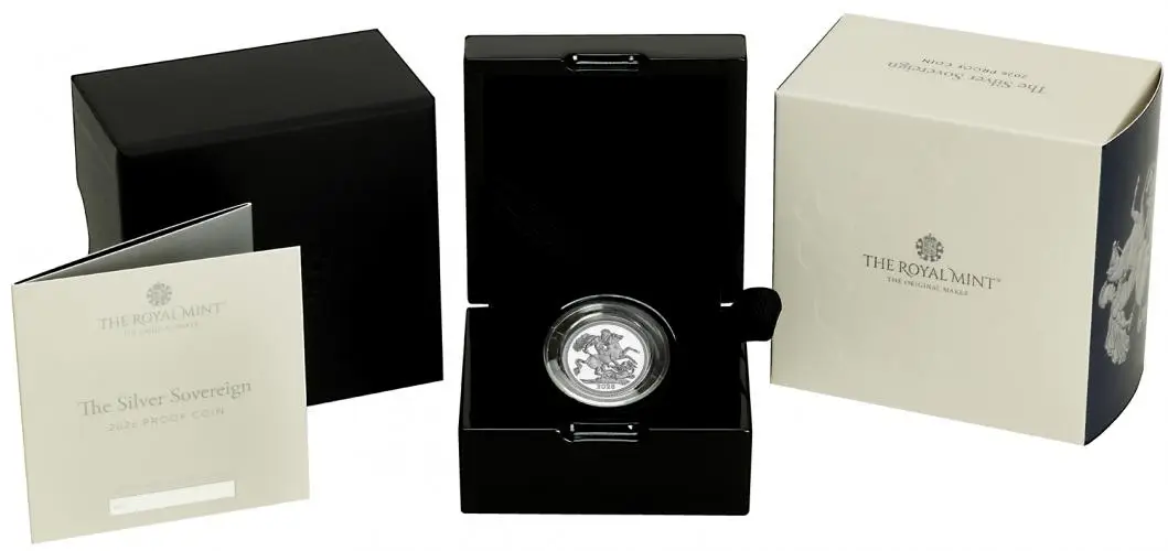 2026 Silver Proof Sovereign Coin reverse display 2