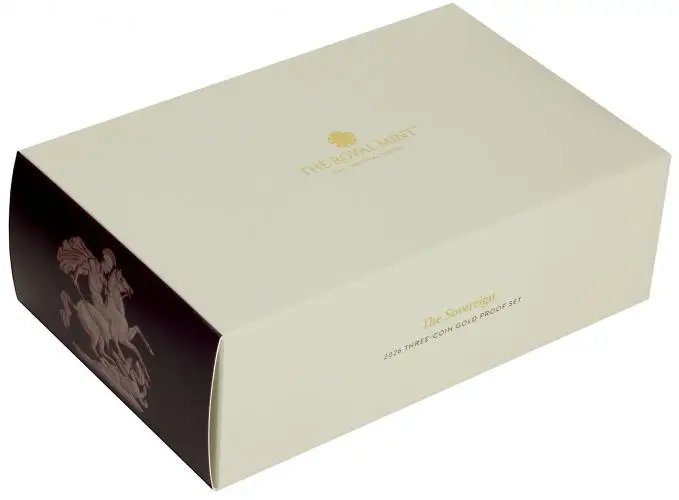 2026 Gold Proof Sovereign 3 Coin Set box