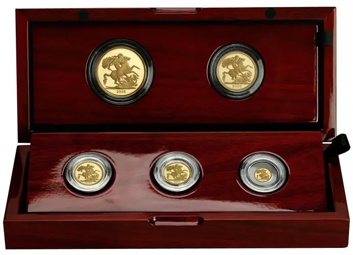 2026 Gold Proof Sovereign 5-Coin Set reverse display