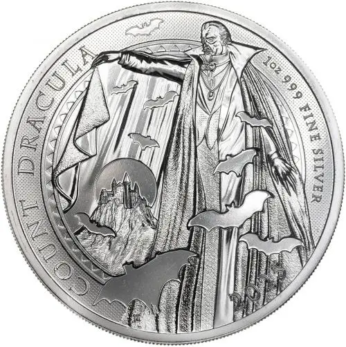 2025 Gothic Horror: Count Dracula 1 oz Silver Bullion Coin  reverse