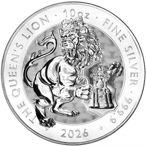 2026 Tudor Beasts 'Queen's Lion' 10 oz Silver Coin reverse