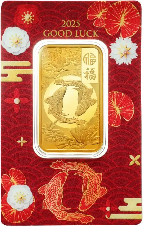 2025 'Good Luck' Koi Fish PAMP 1 oz Gold Bar - Pre-Owned obverse